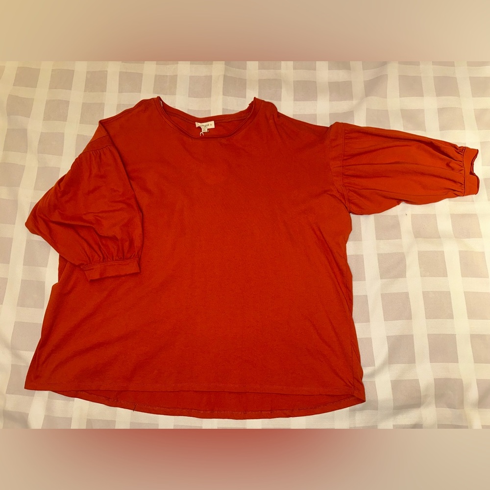 NWT Umgee‎ ❤️ Red Puff Sleeve Shirt Woman’s 1XL